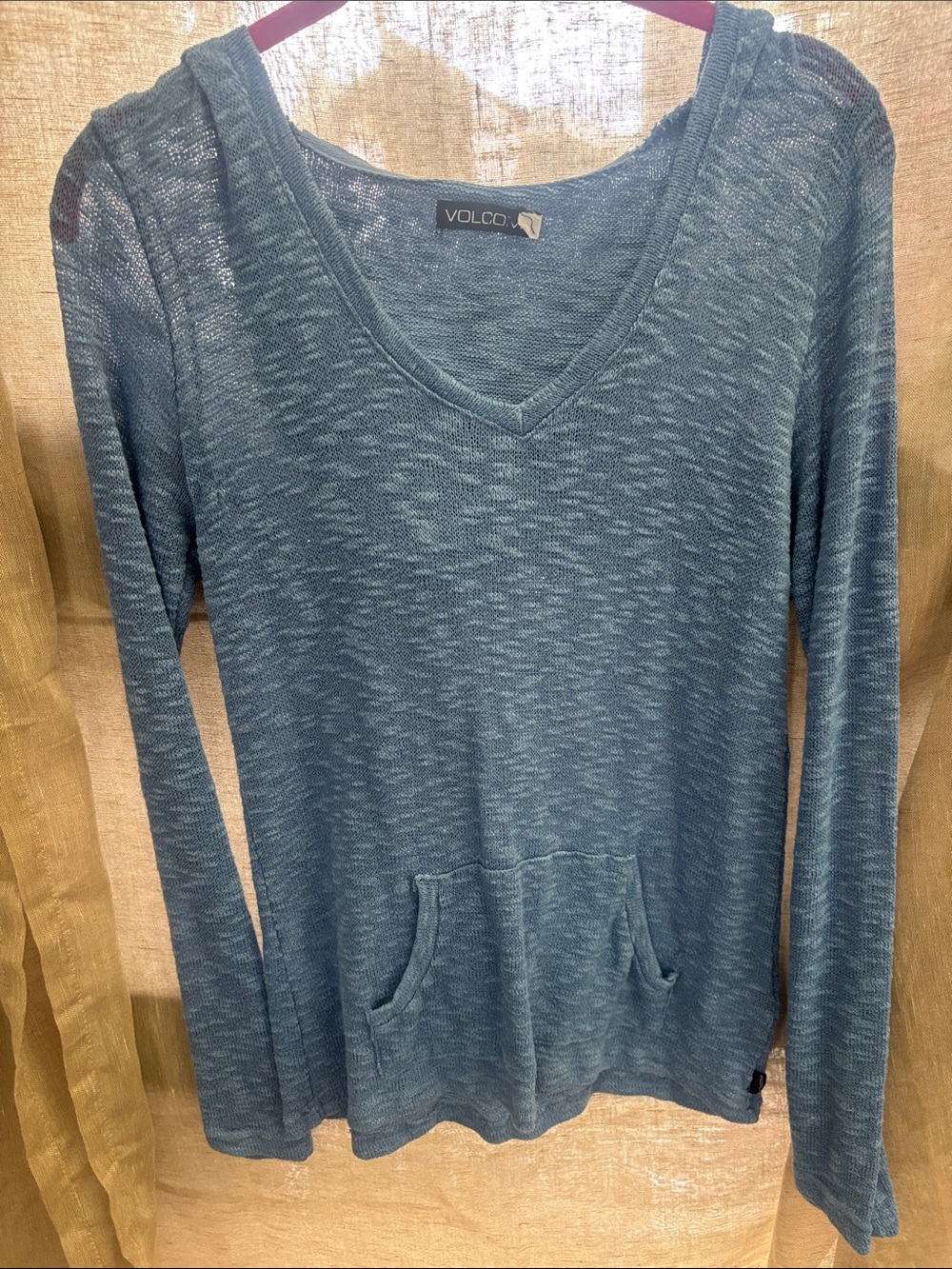 Volcom Teal Marled V-Neck Knit Pullover